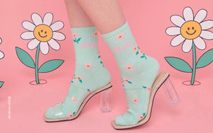 Blumen Socken (mint) -Ggorangnae