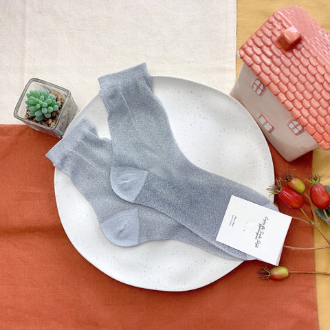 Glitzer Socken - silber - made in Korea - Shopko